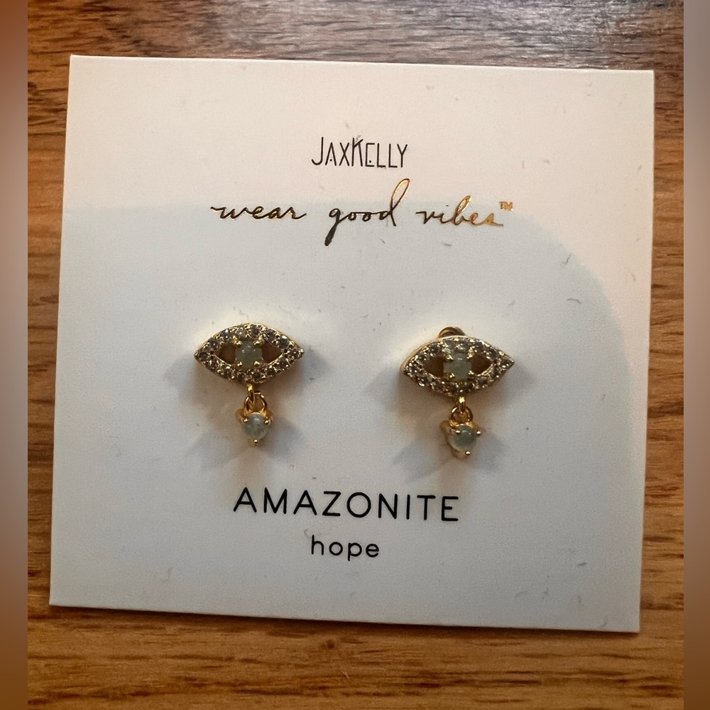 Jax Kelly Amazonite Evil Eye Earrings - Gold